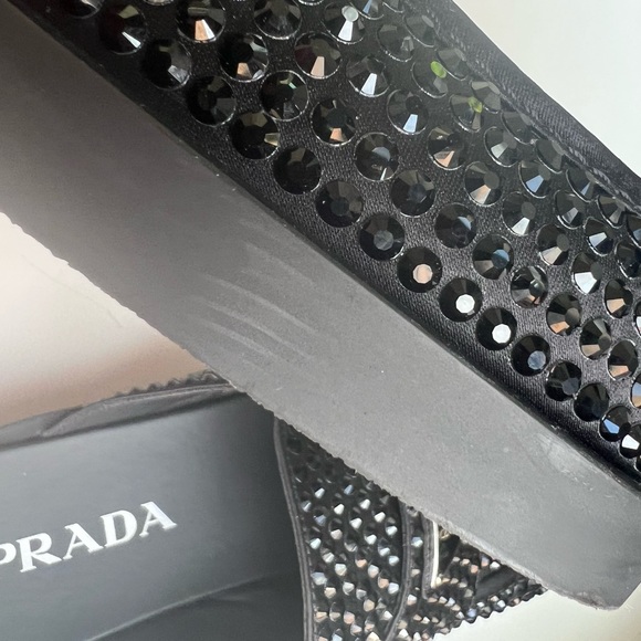PRADA Satin Crystal Loafer Mules Size 41 - Picture 9 of 13